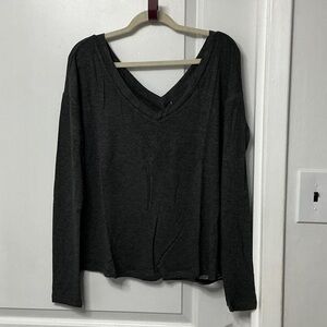 Maidenform Dark Gray V-Neck Long Sleeve Top